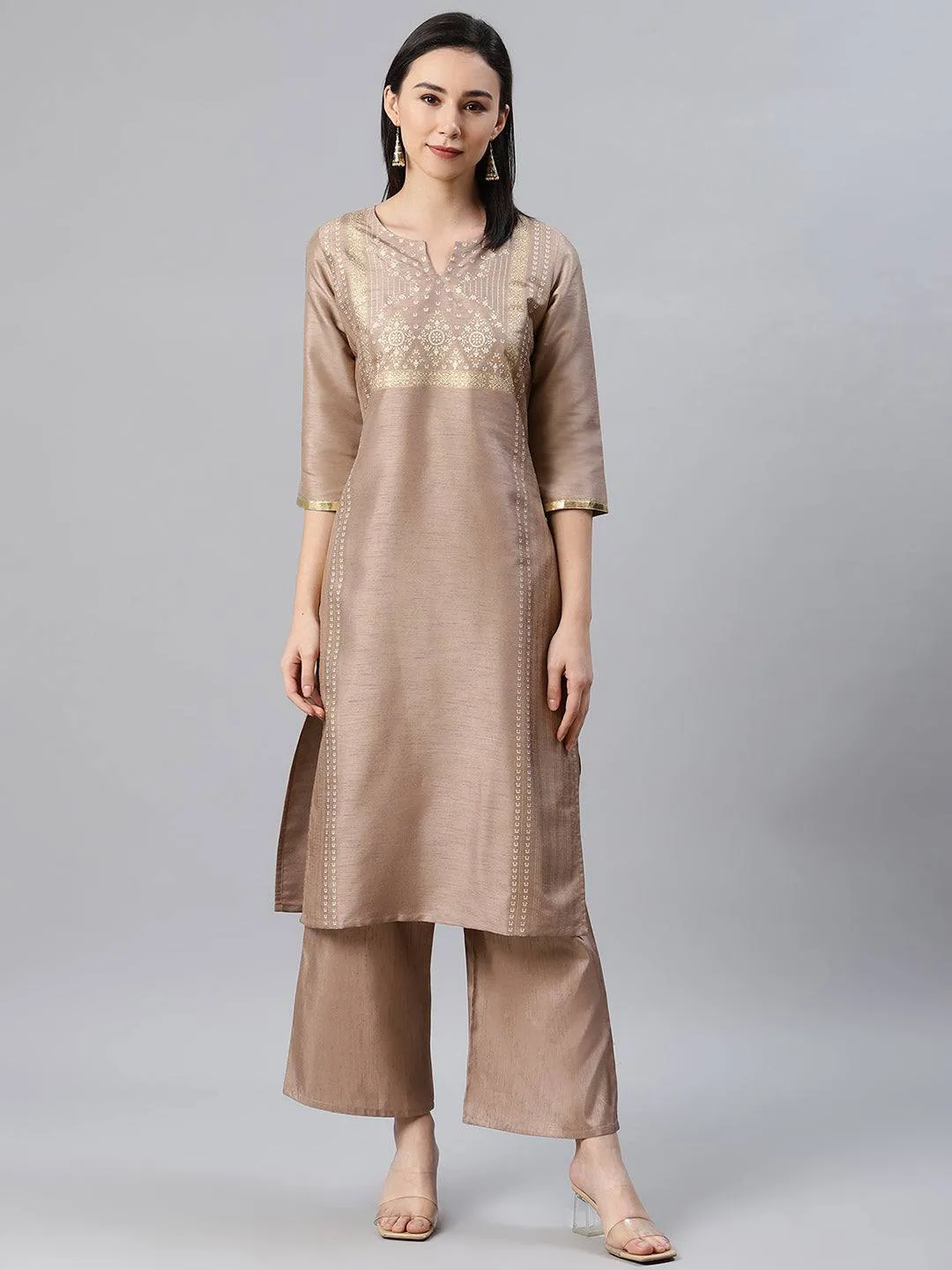 Brown Kurta Palazzo Set