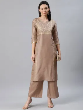 Brown Kurta Palazzo Set