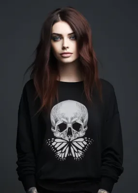 Butterfly Skull Sweater Goth Sweatshirt