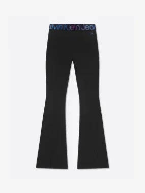 Calvin Klein Girls Punto Tape Flare Pants in Black