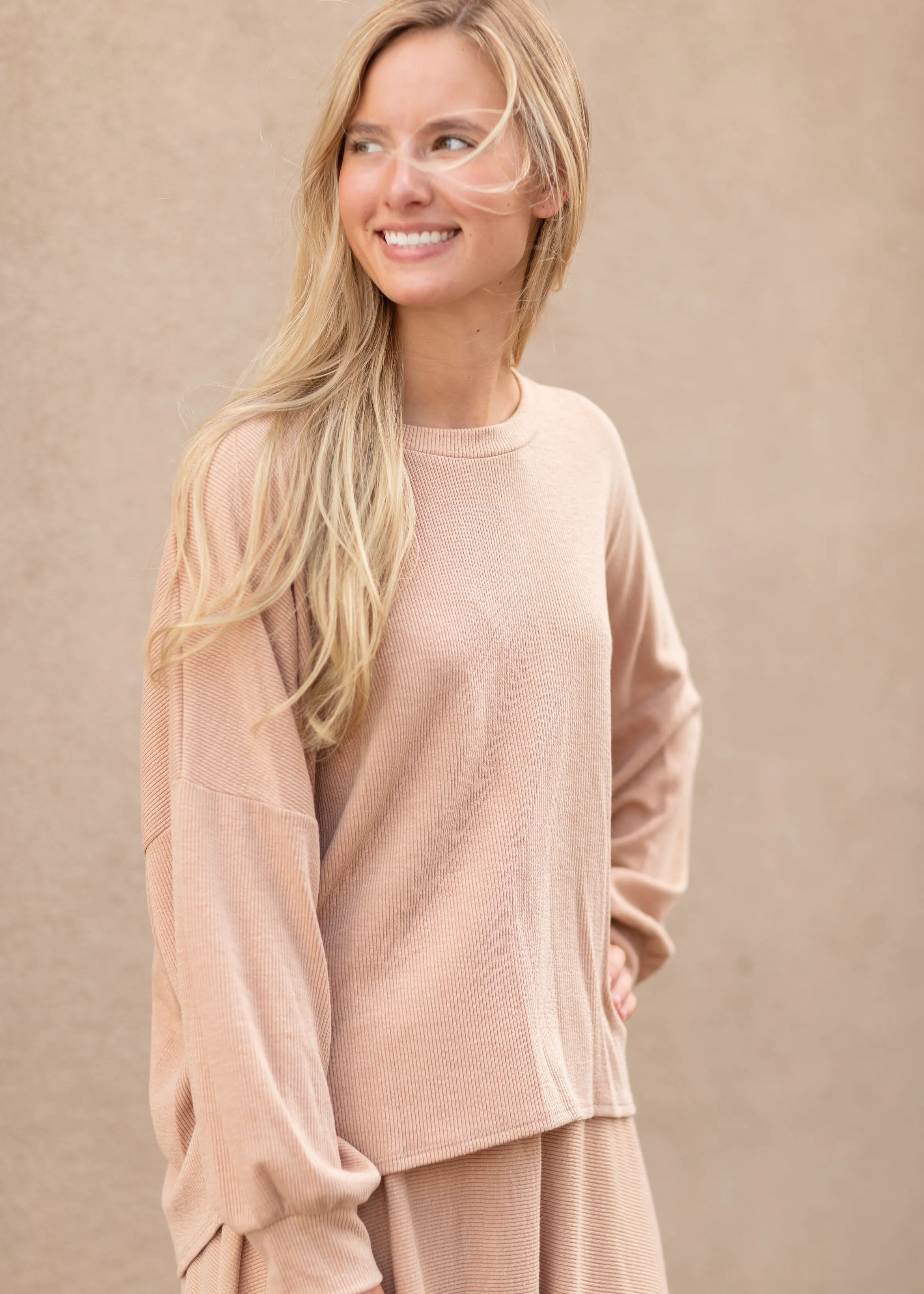 Camel Long Sleeve Ribbed Sweater - FINAL SALE