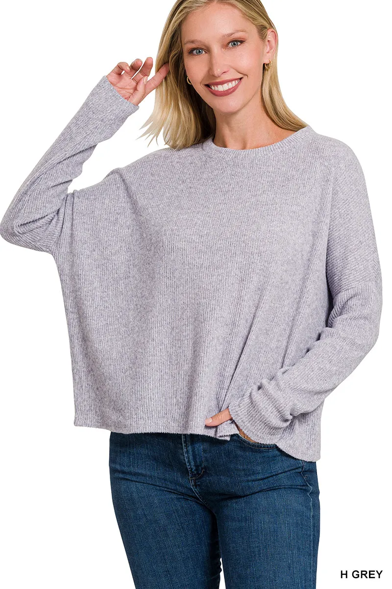 Candy Pink Ribbed Dolman Sweater