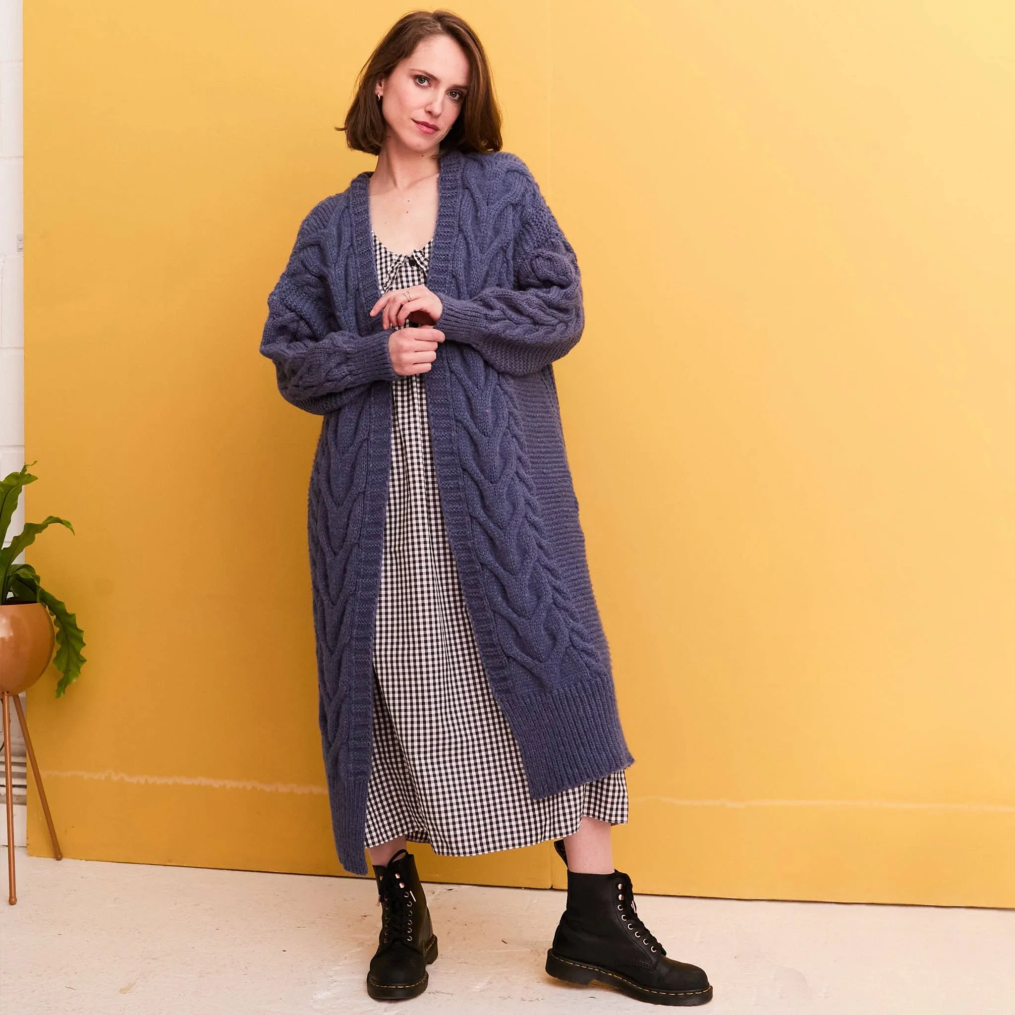 Cara & The Sky - Alex Cable Balloon Sleeve Maxi Cardigan - Denim | Knitwear