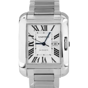 Cartier Tank Anglaise LARGE Silver 30mm Stainless Watch 3511 / W5310009 BOX