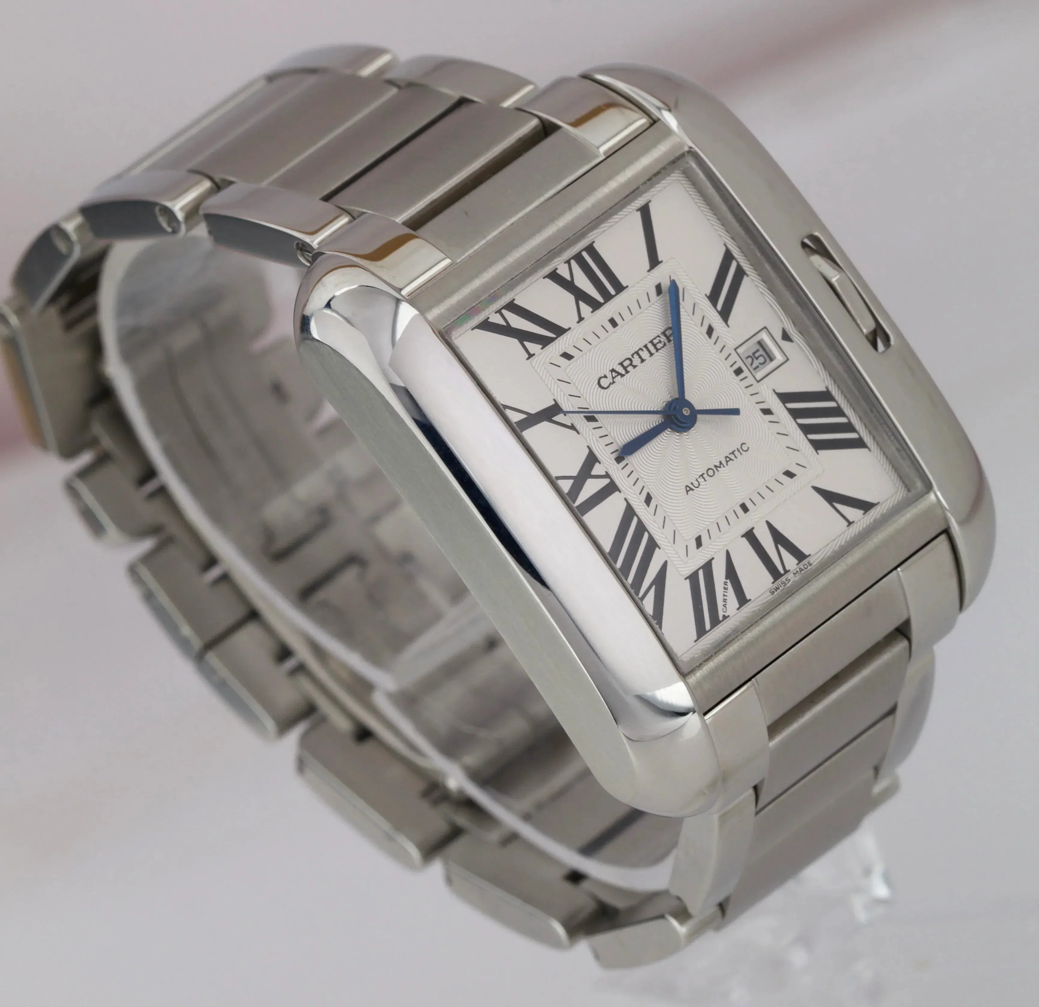 Cartier Tank Anglaise LARGE Silver 30mm Stainless Watch 3511 / W5310009 BOX