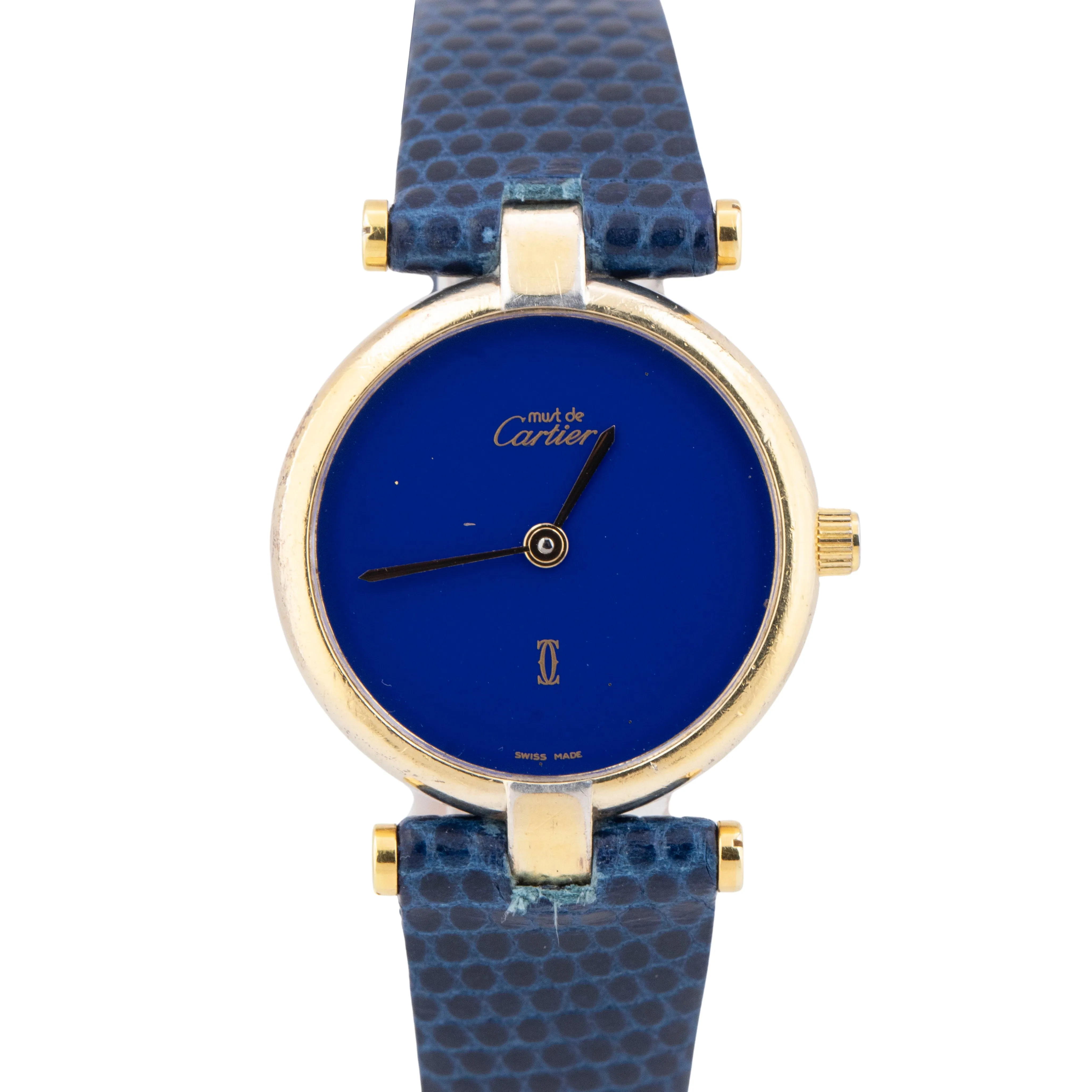 Cartier Vendome Yellow Gold Blue Lapis Vermeil Quartz 24mm 47436757 Watch