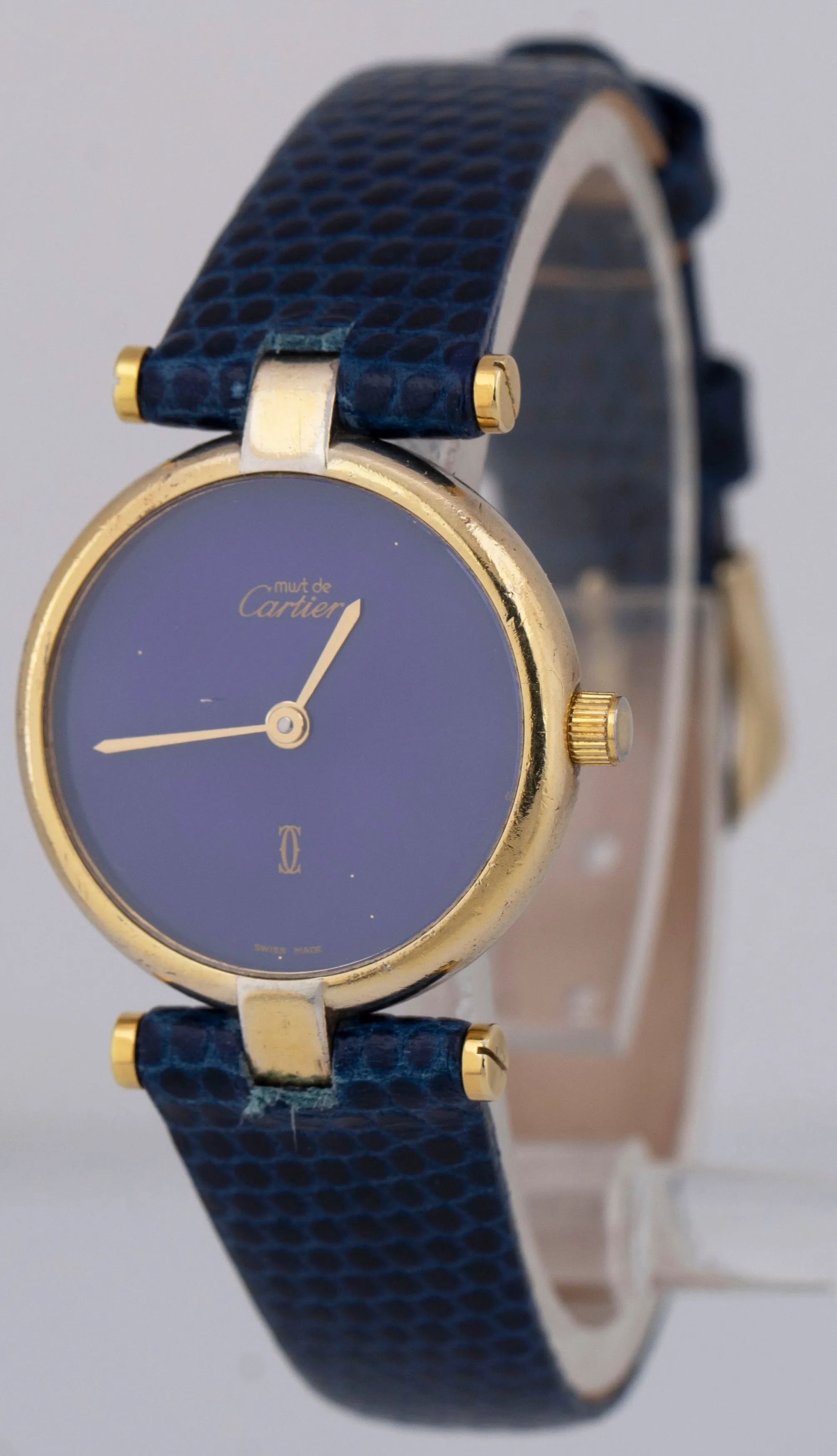 Cartier Vendome Yellow Gold Blue Lapis Vermeil Quartz 24mm 47436757 Watch