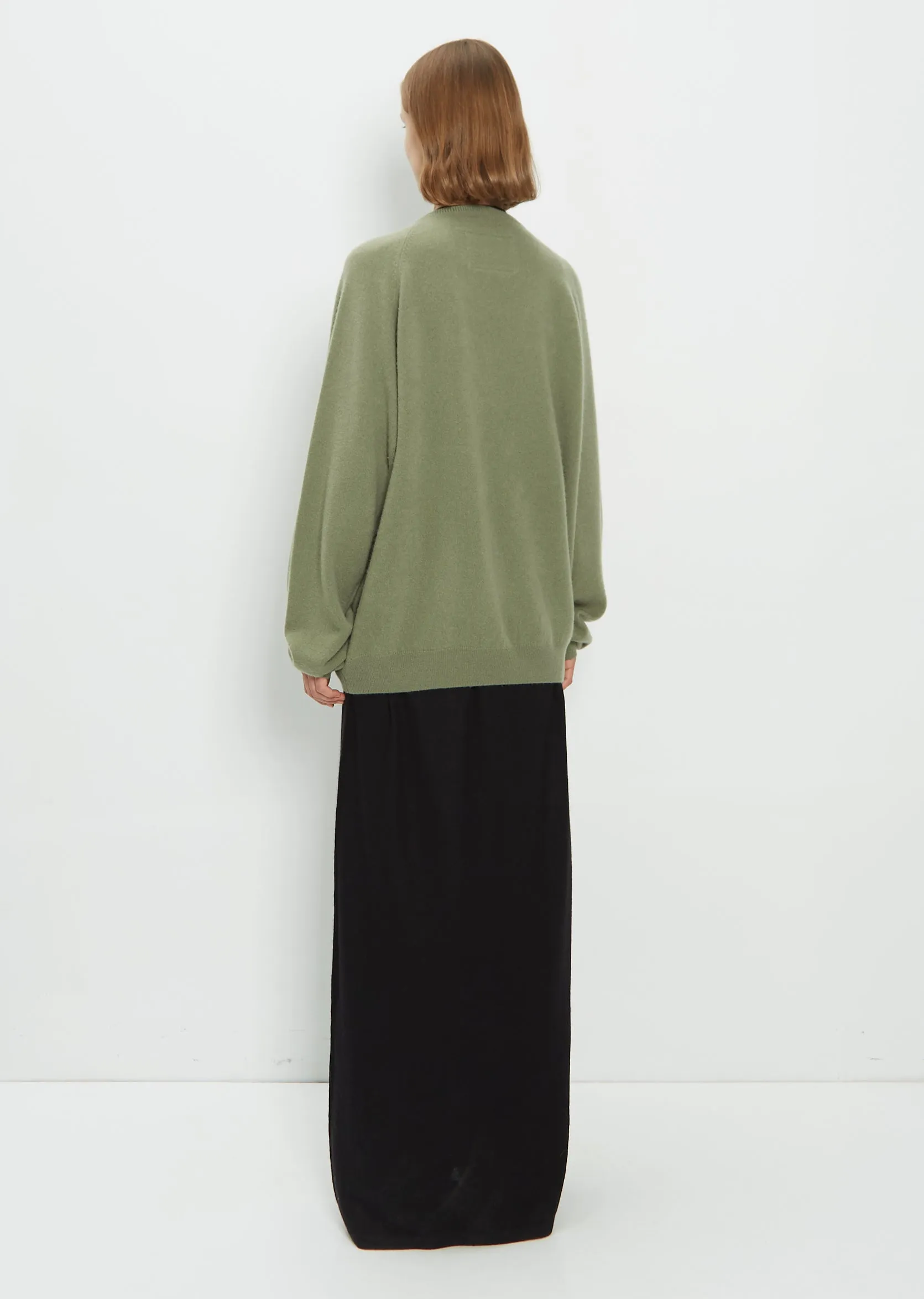 Cashmere Boyfriend Round Neck — Light Kale