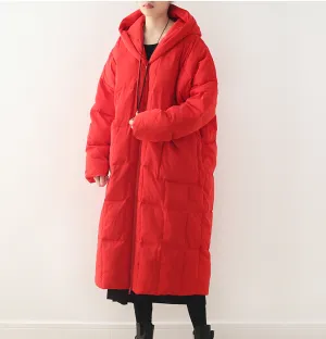 Casual Long Hooded Puffer Coat Loose Winter Coat Women Down Coat 2100