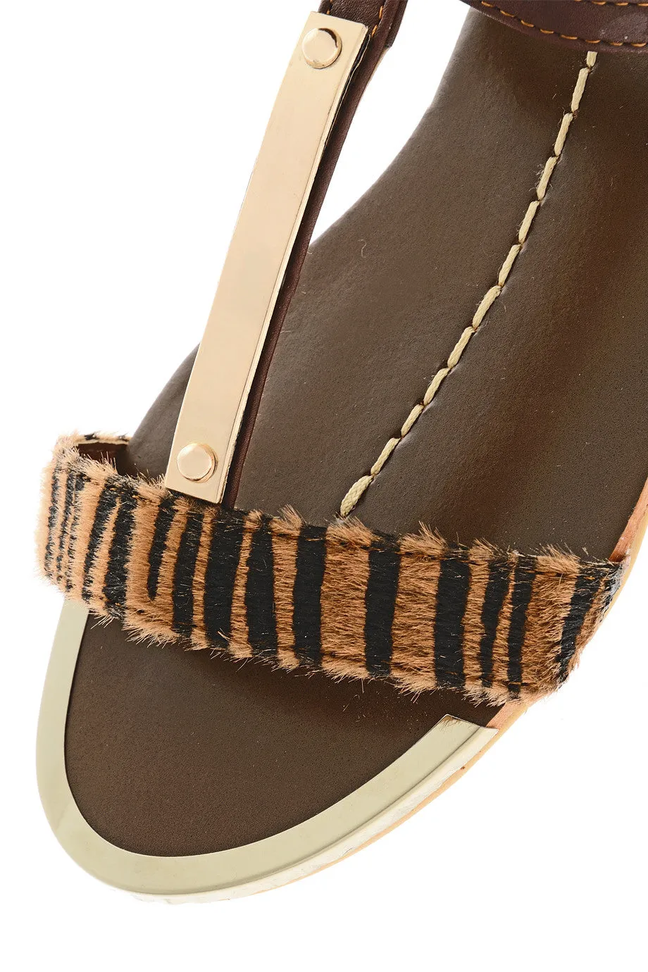 CEBRA Brown Animal Print Sandals