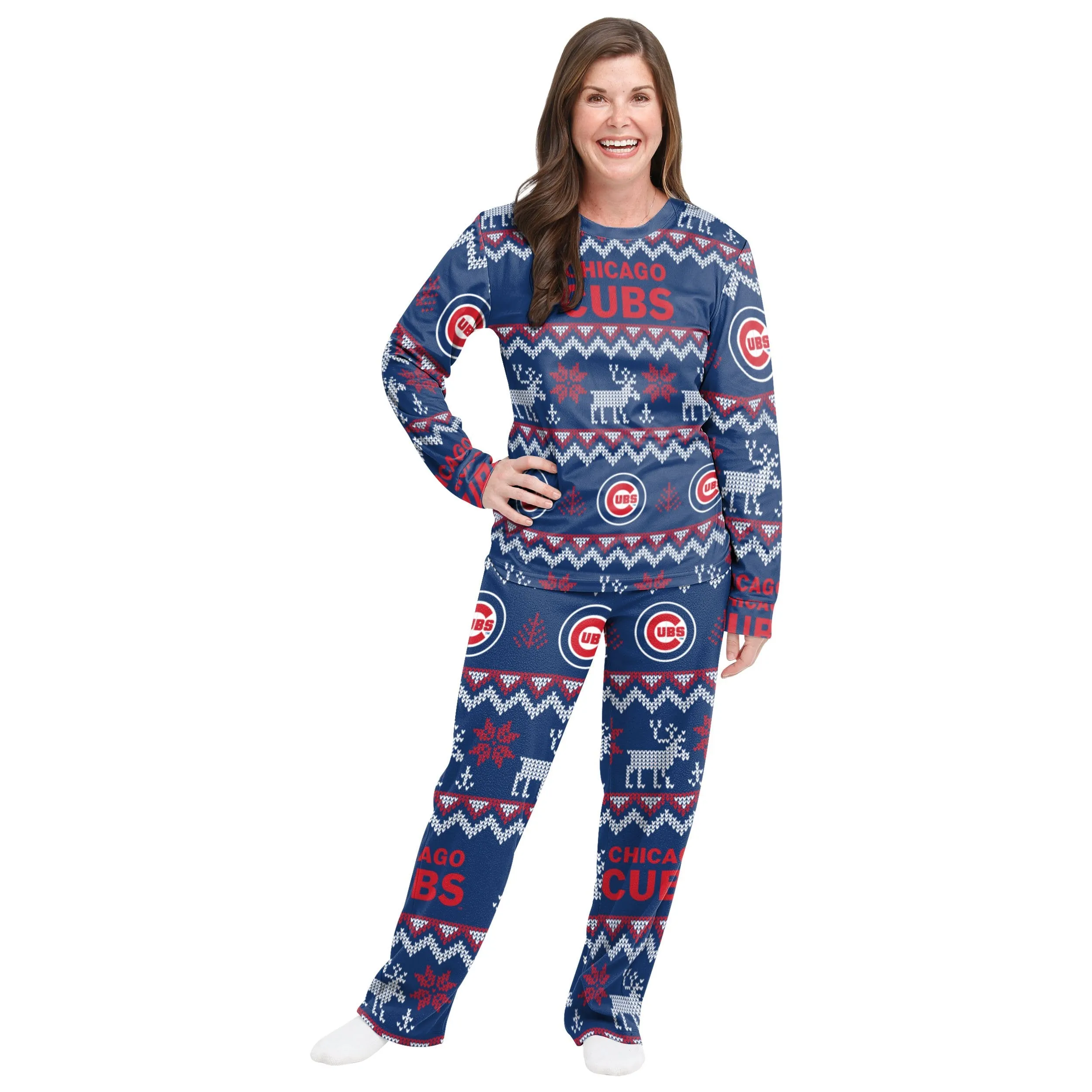 Chicago Cubs MLB Ugly Pattern Family Holiday Pajamas