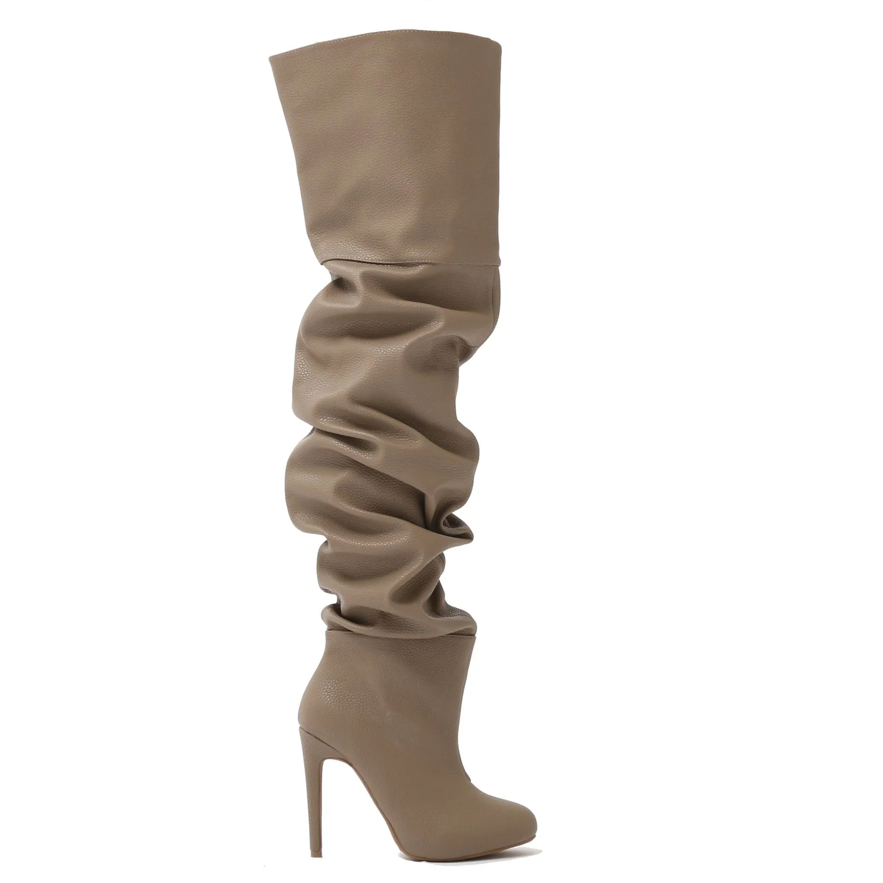 Ciara Over The Knee Slouch Boots in Taupe