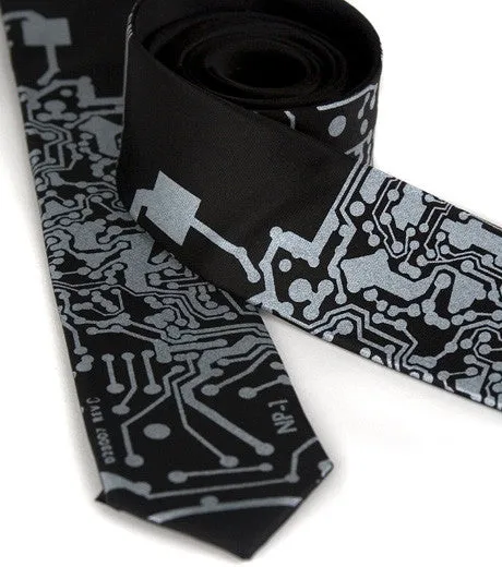 Circuit Board Print Necktie: Short Circuit Tie