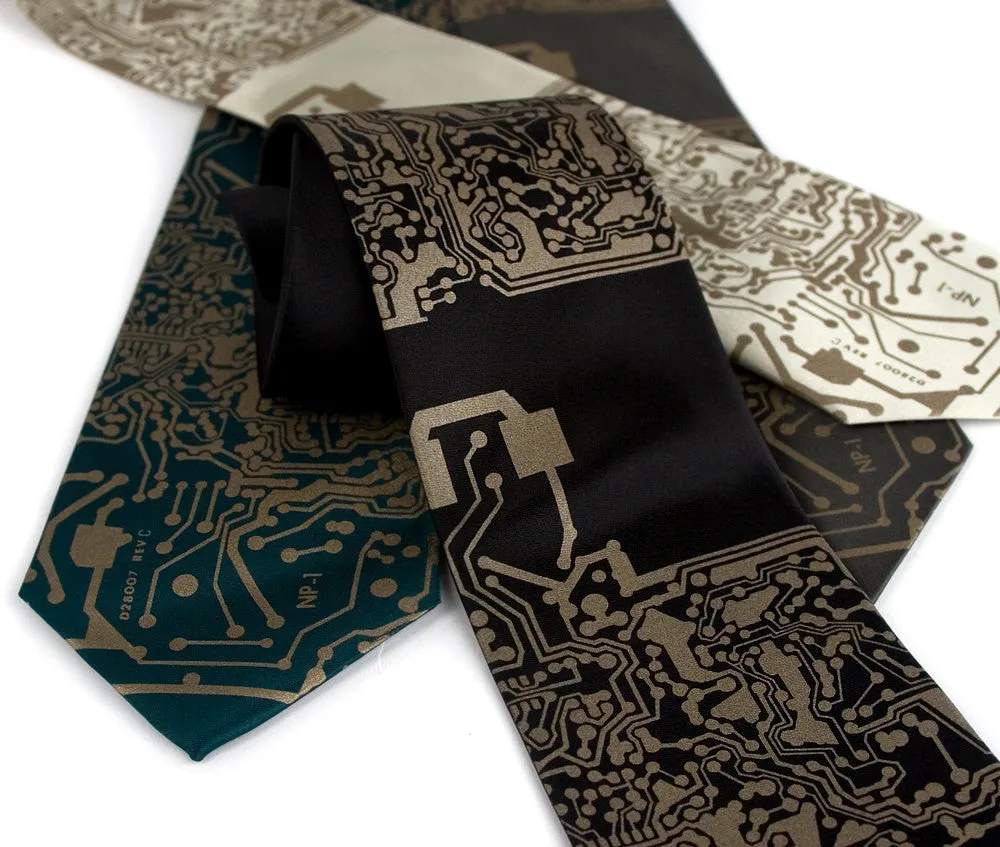 Circuit Board Print Necktie: Short Circuit Tie