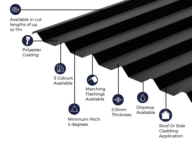 Cladco 34/1000 Box Profile Sheeting with DRIPSTOP Anti-Condensation 0.5 Thick Polyester Paint Coated Roof Sheet