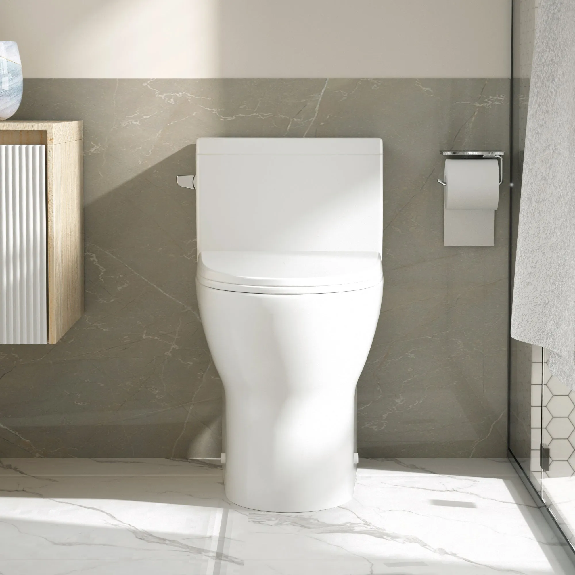 CONCORD One-Piece Elongated Toilet, 1.28 GPF Single-Flush