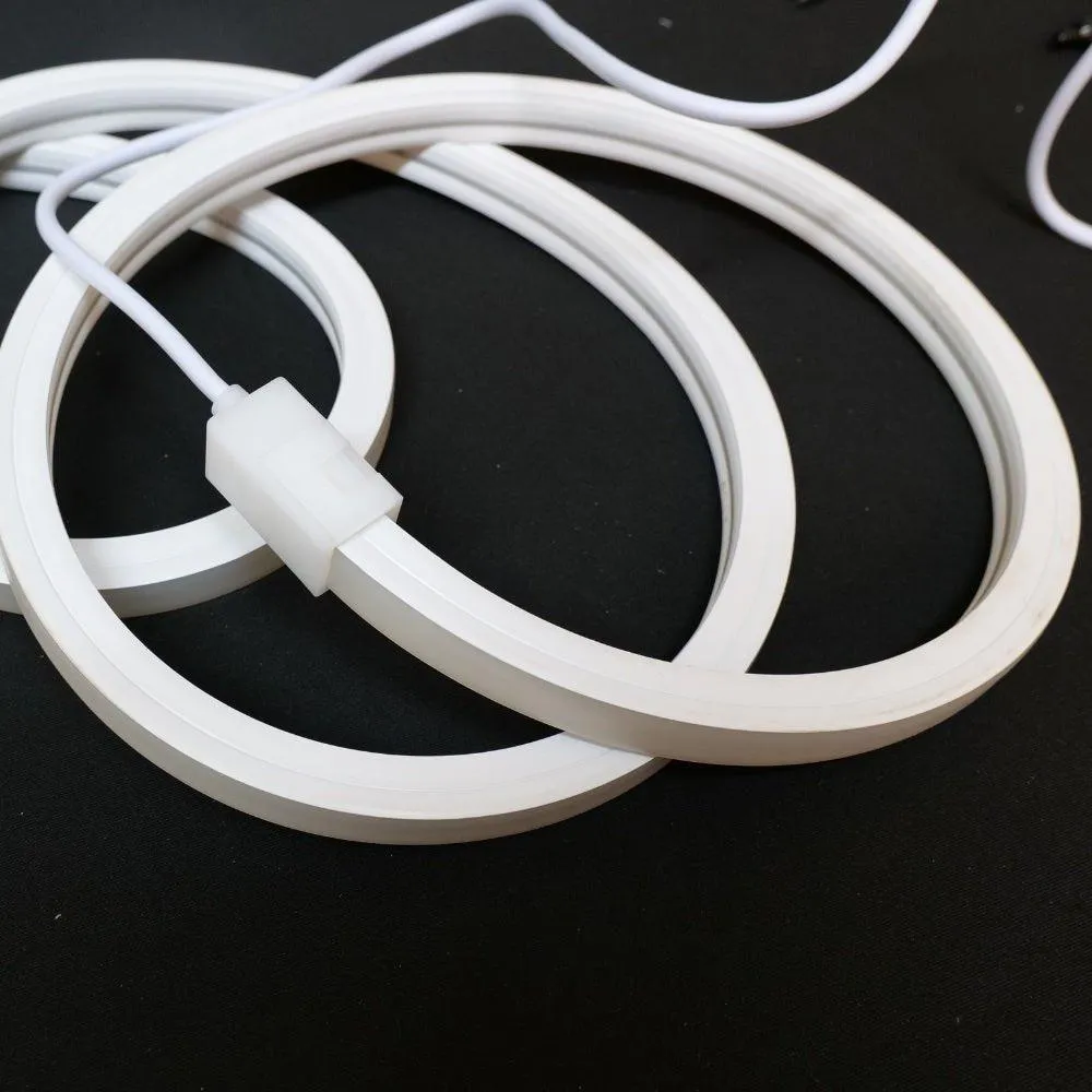 Cool White Neon Flex 6000K 16x16mm 220V 240V Top Bend 20cm Cut IP65 Waterproof with UK Plug