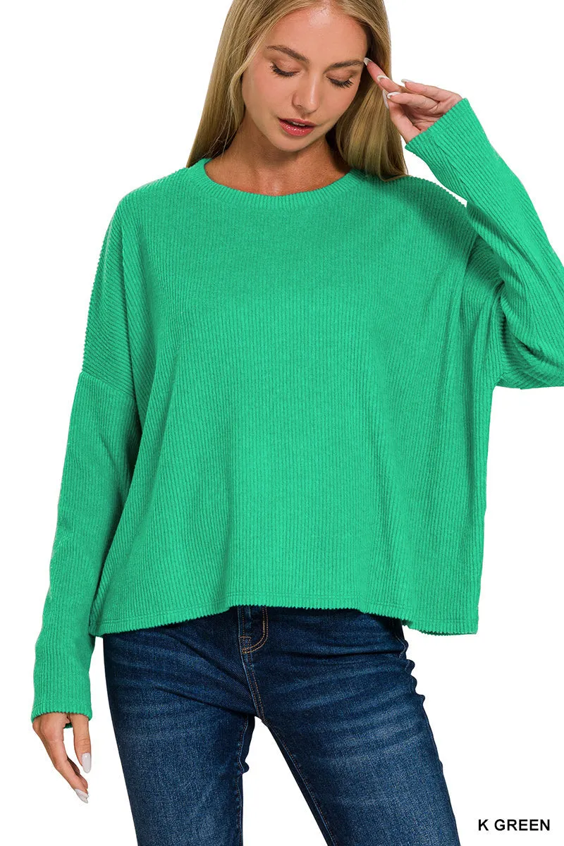 Coral Ribbed Dolman Sweater