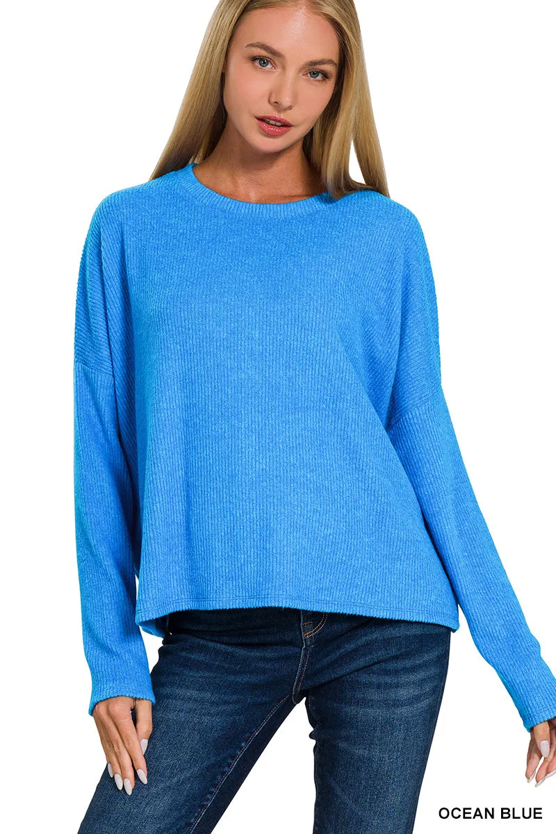 Coral Ribbed Dolman Sweater