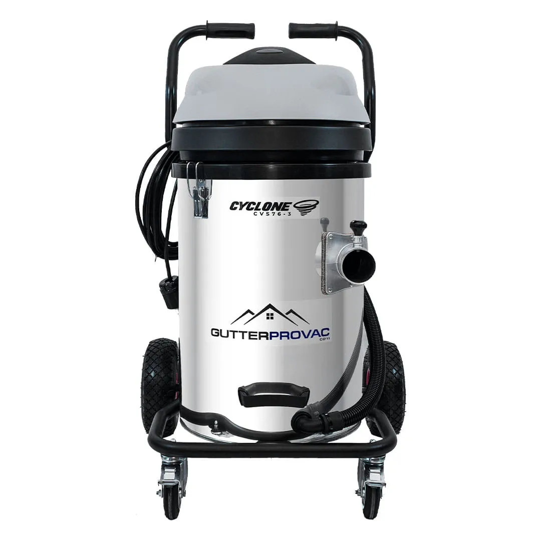 Cyclone II 3600W Stainless Steel 20 Gallon Gutter Vacuum with 20 Foot Carbon Fiber Clamping  Poles and Bag