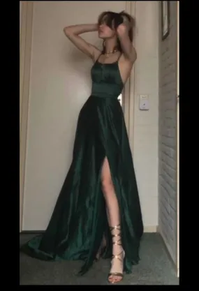 Dark Green Long Prom Dresses Formal Party Dress Graduation Gowns