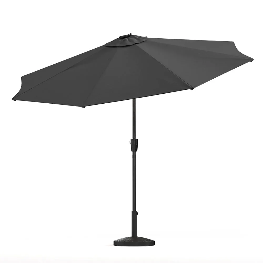 Dark Grey 3M Lighted Market Sunbrella Umbrella with Solar Strip LED Lights