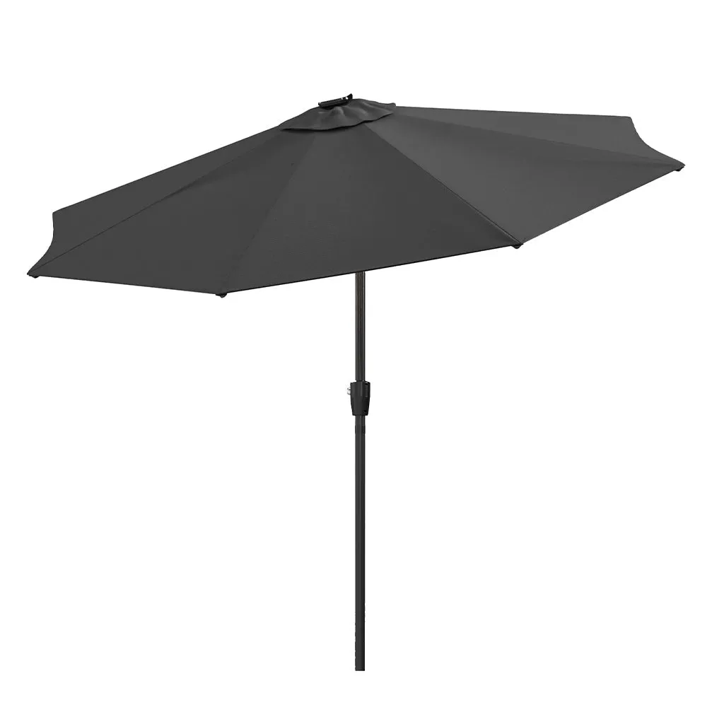 Dark Grey 3M Lighted Market Sunbrella Umbrella with Solar Strip LED Lights