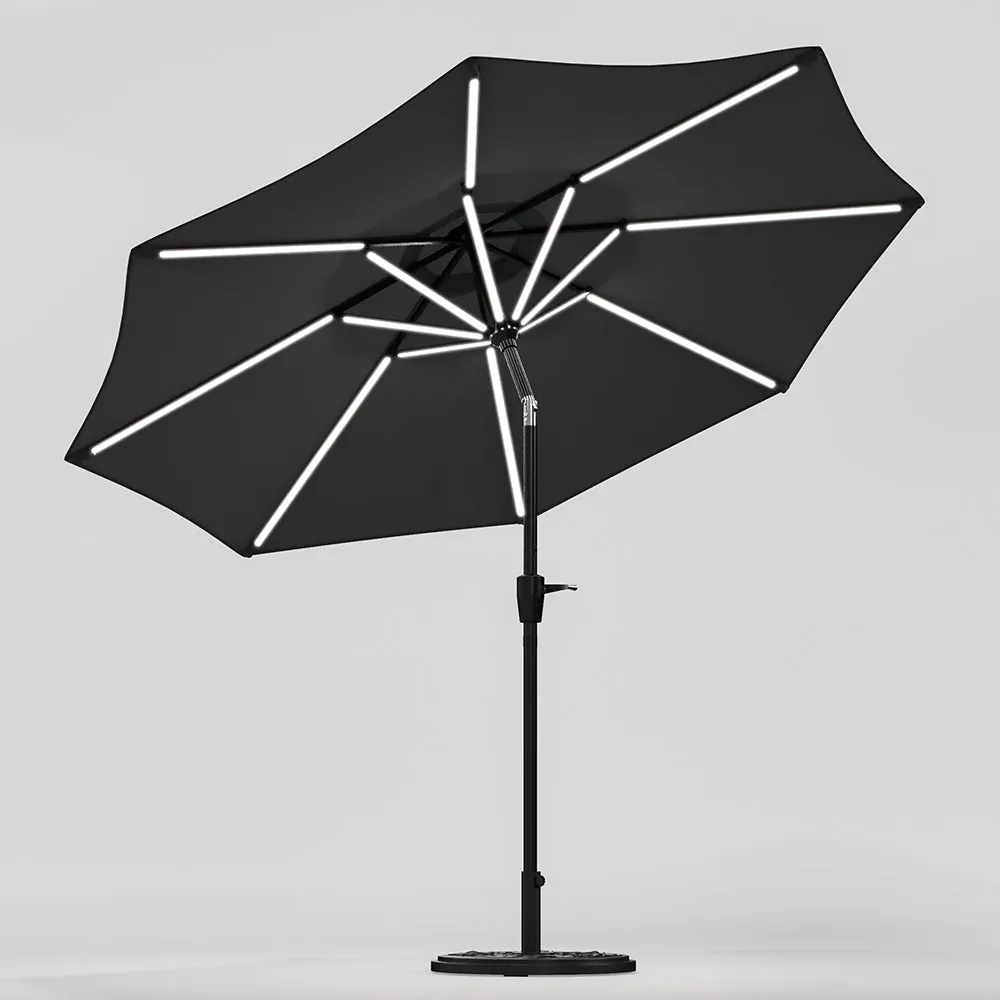 Dark Grey 3M Lighted Market Sunbrella Umbrella with Solar Strip LED Lights