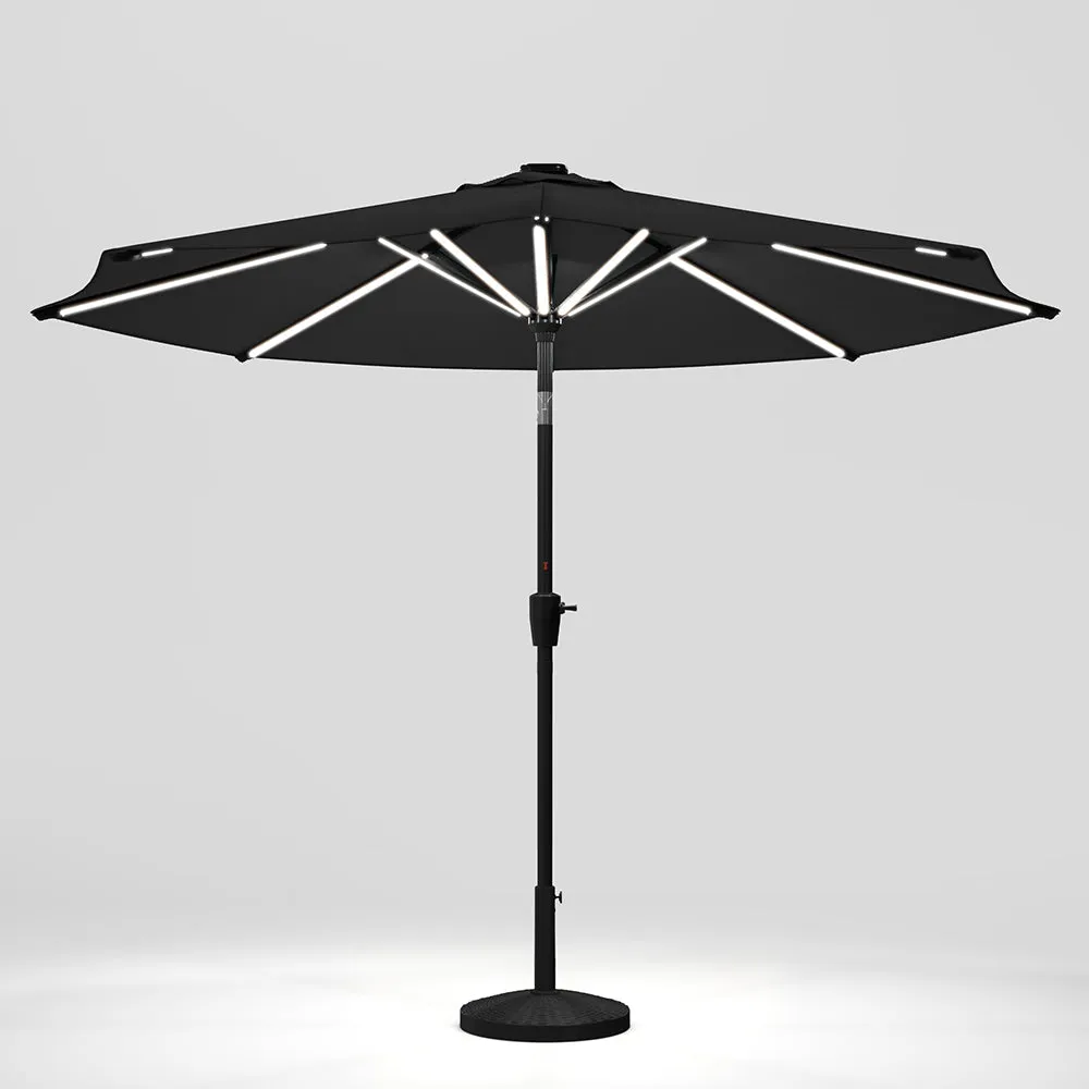 Dark Grey 3M Lighted Market Sunbrella Umbrella with Solar Strip LED Lights