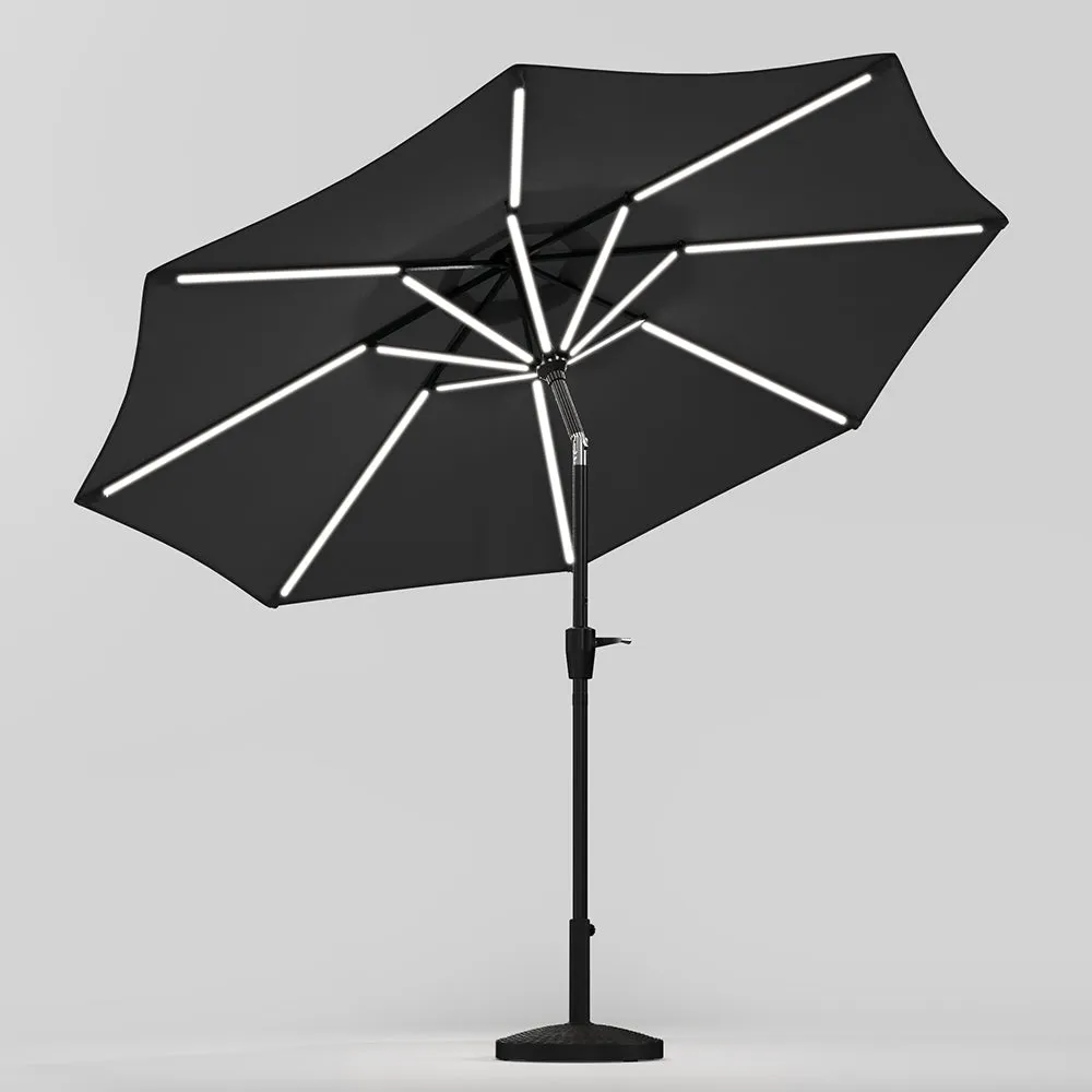 Dark Grey 3M Lighted Market Sunbrella Umbrella with Solar Strip LED Lights