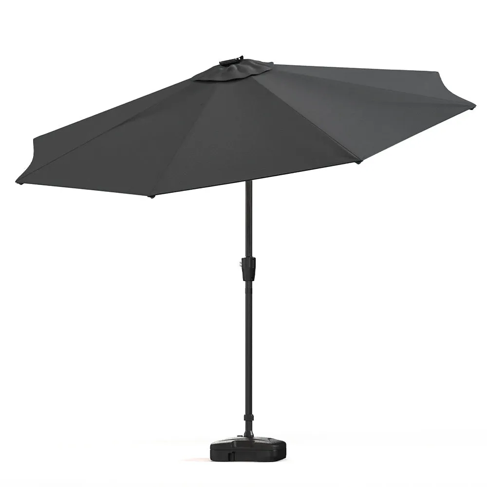 Dark Grey 3M Lighted Market Sunbrella Umbrella with Solar Strip LED Lights