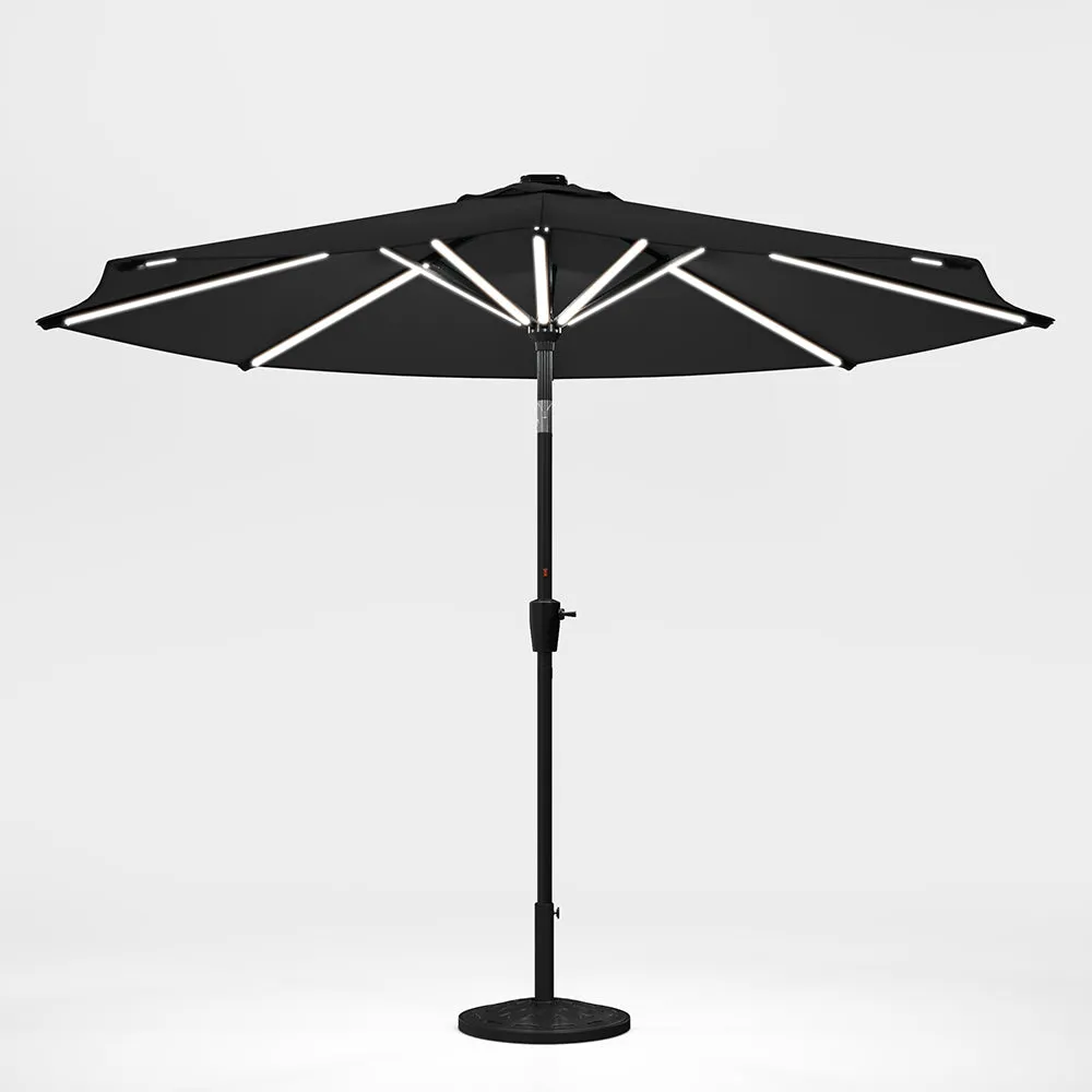 Dark Grey 3M Lighted Market Sunbrella Umbrella with Solar Strip LED Lights