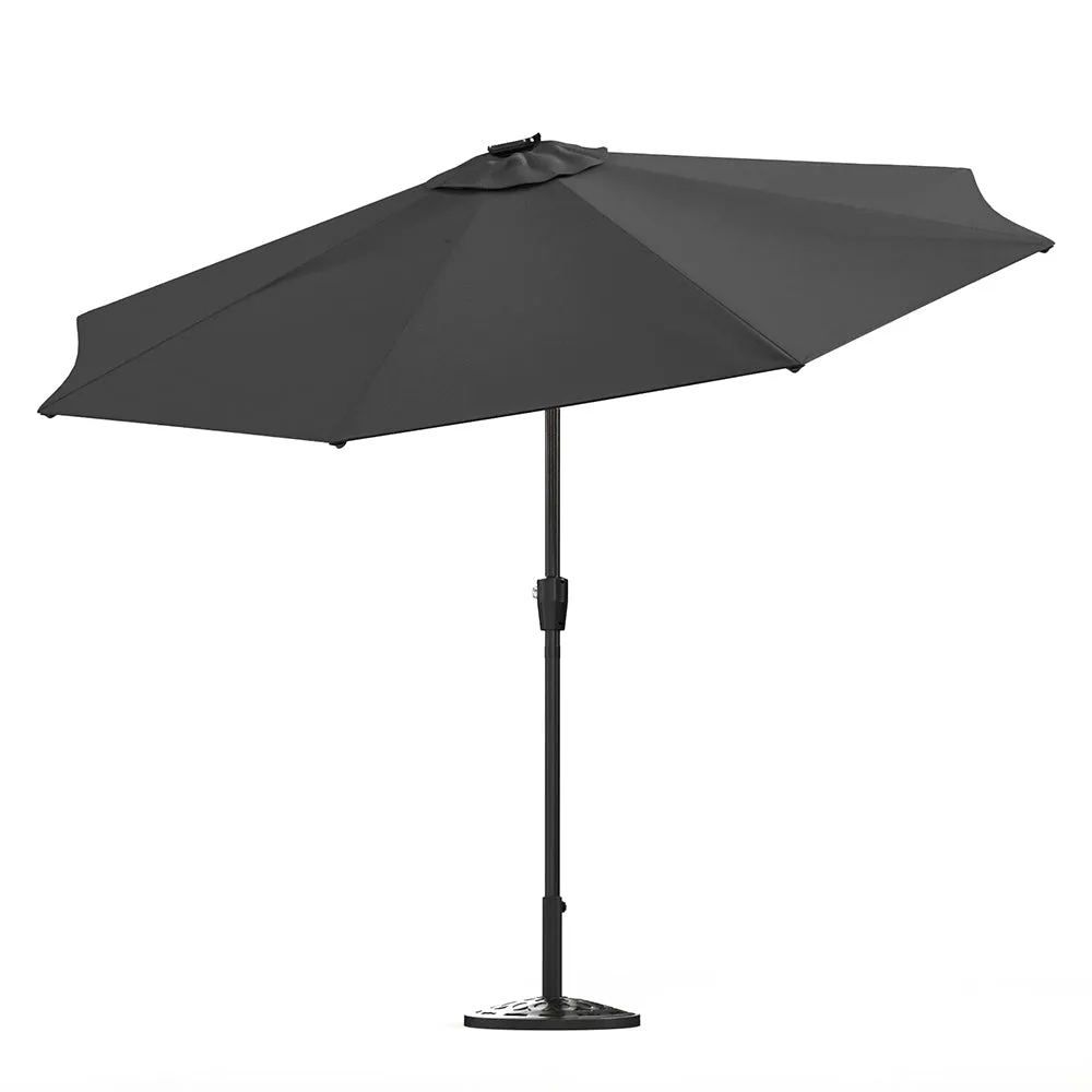 Dark Grey 3M Lighted Market Sunbrella Umbrella with Solar Strip LED Lights