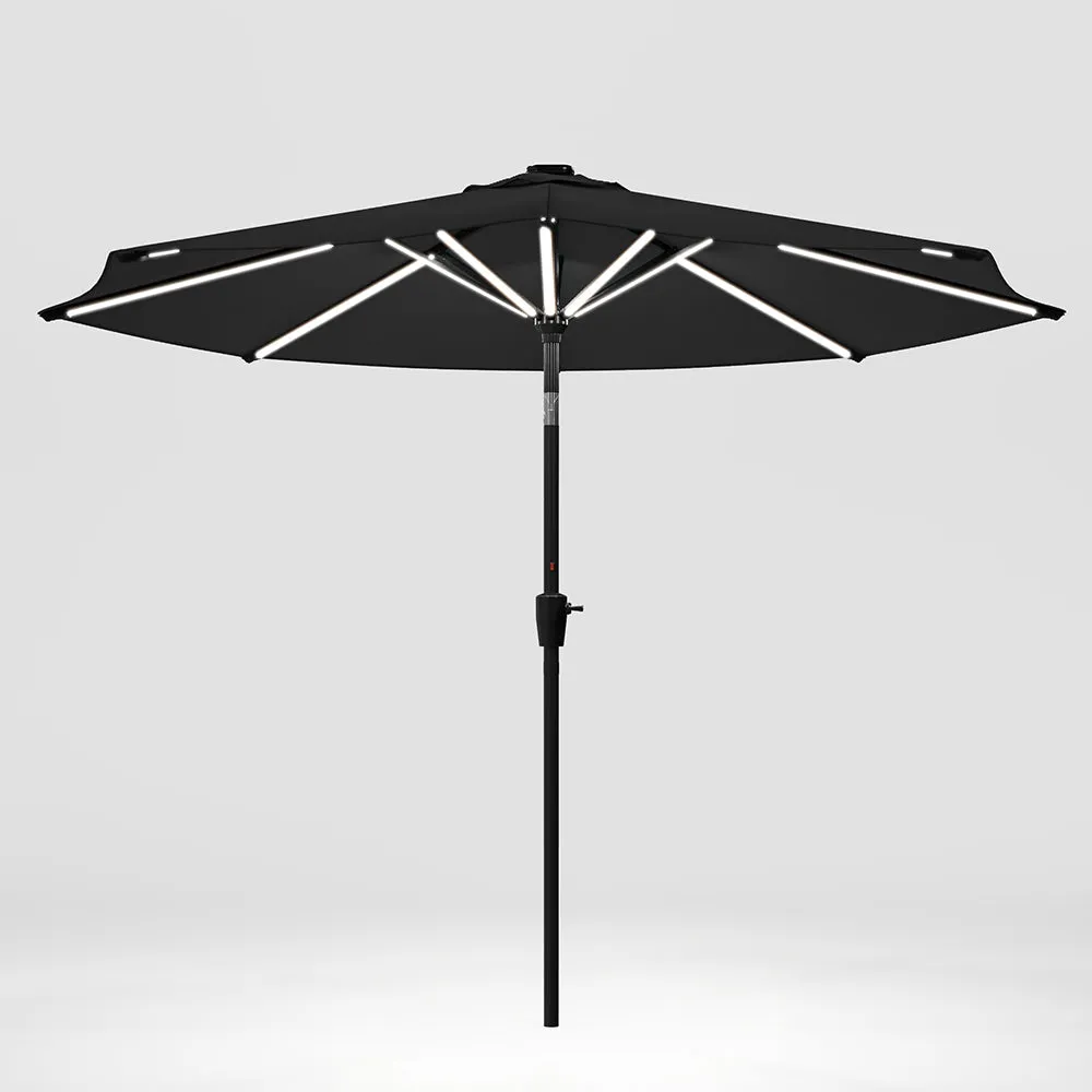 Dark Grey 3M Lighted Market Sunbrella Umbrella with Solar Strip LED Lights