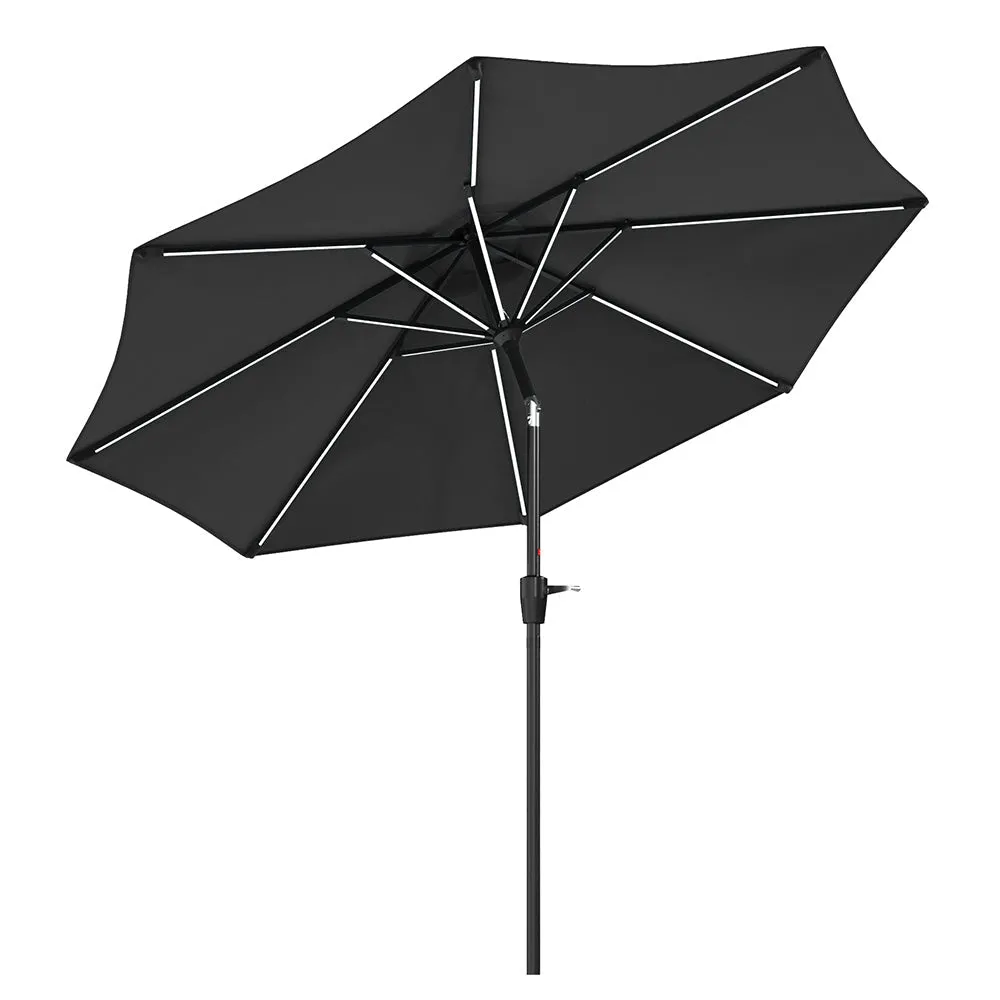 Dark Grey 3M Lighted Market Sunbrella Umbrella with Solar Strip LED Lights