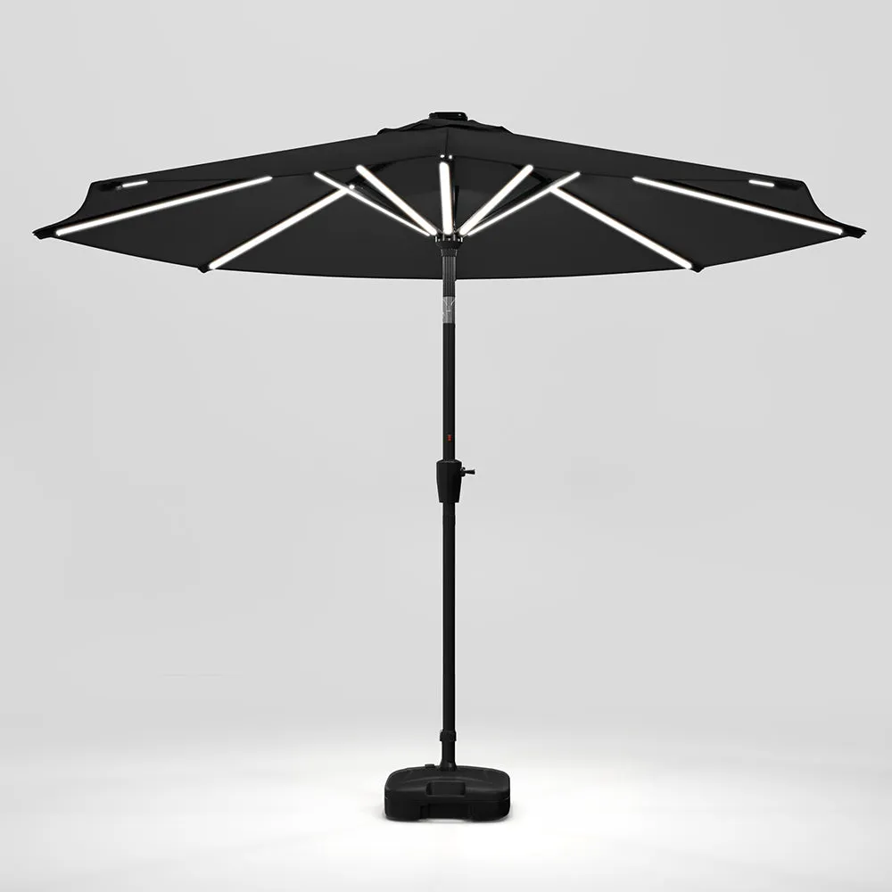 Dark Grey 3M Lighted Market Sunbrella Umbrella with Solar Strip LED Lights