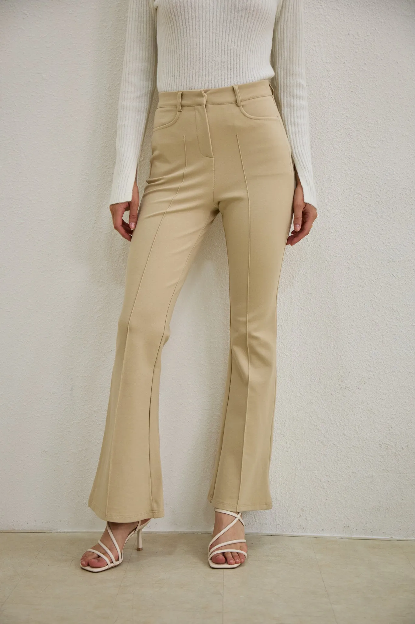 Demi Beige Flared Pants