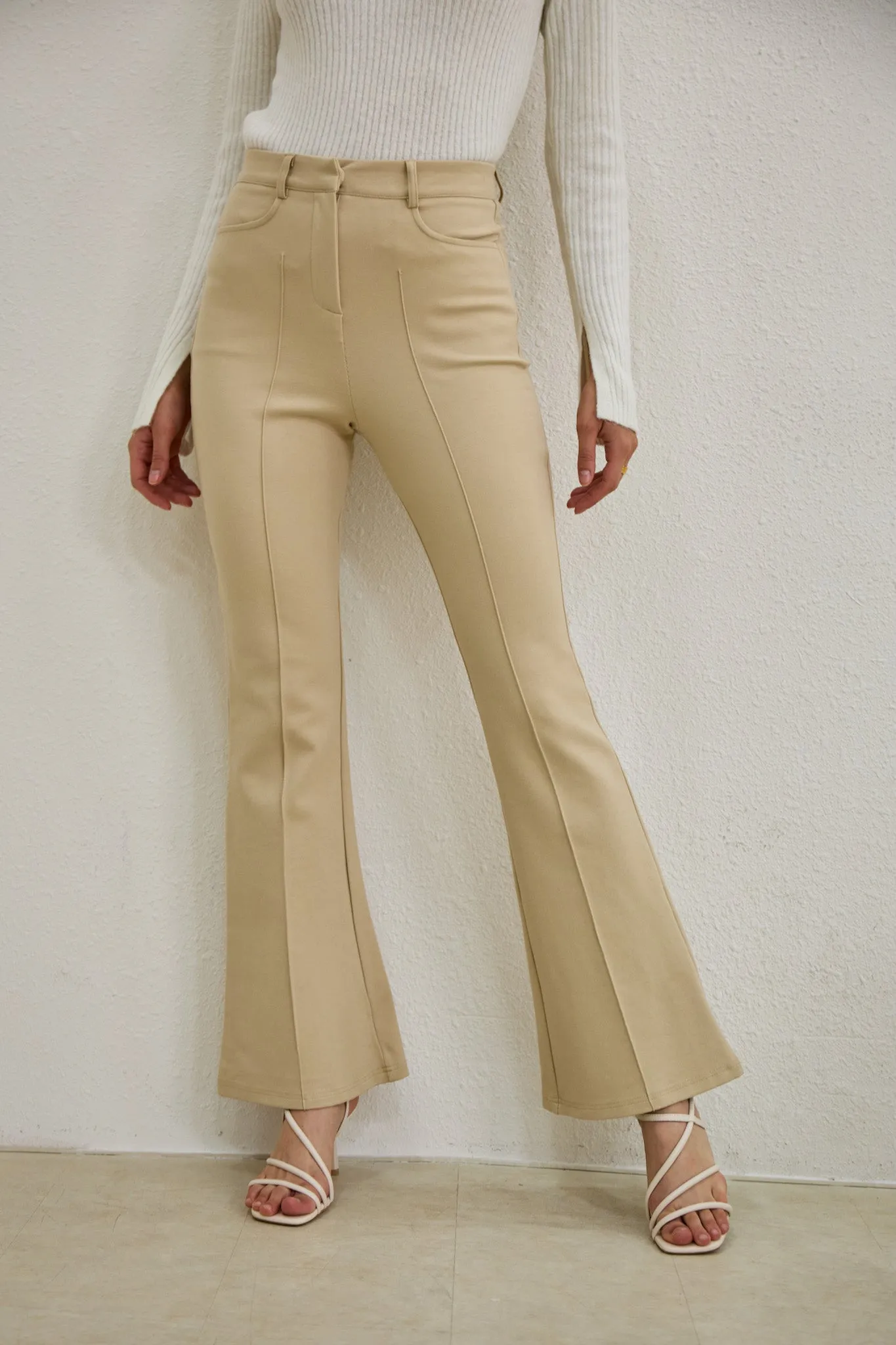 Demi Beige Flared Pants