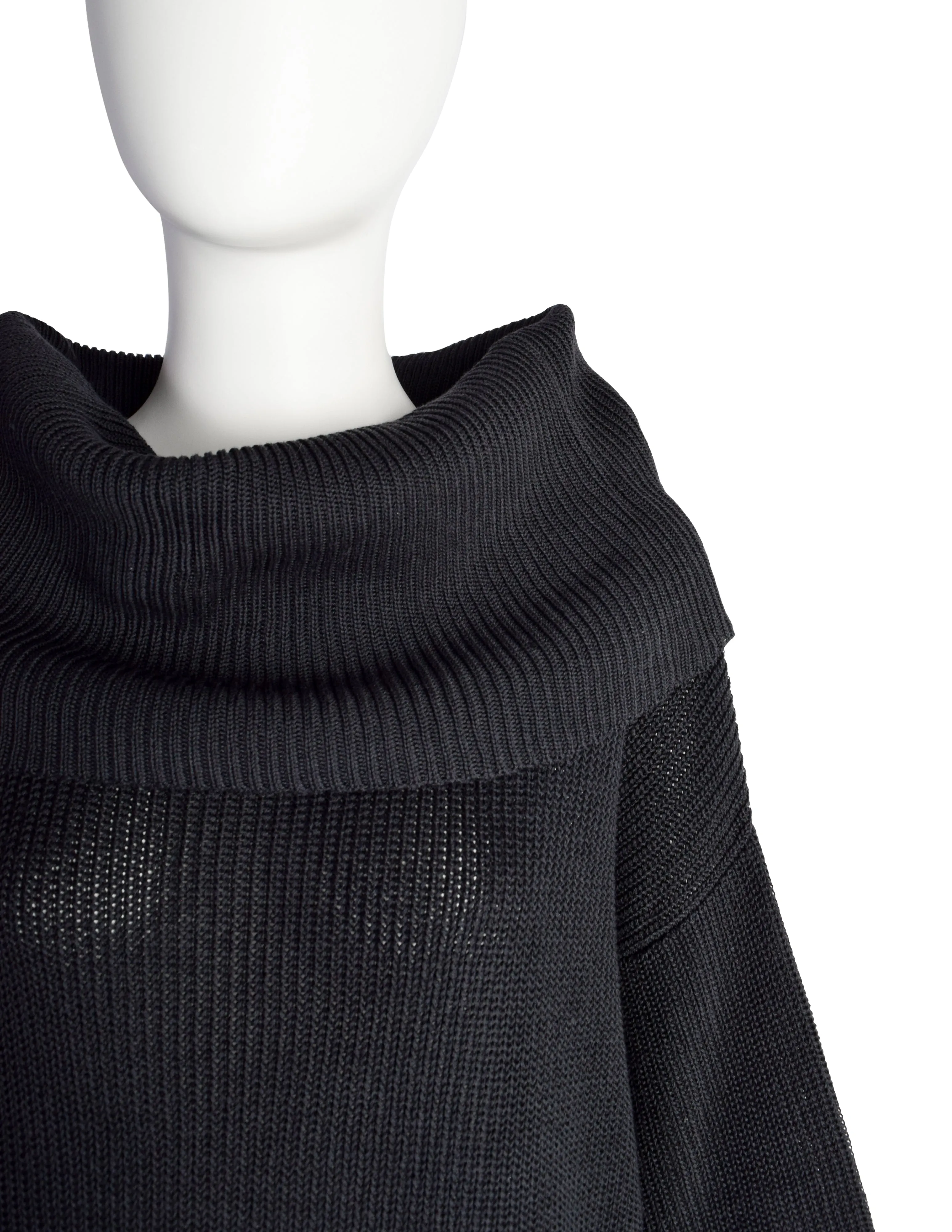 Donna Karan Vintage 1980s Oversized Black Knit Cotton Sweater