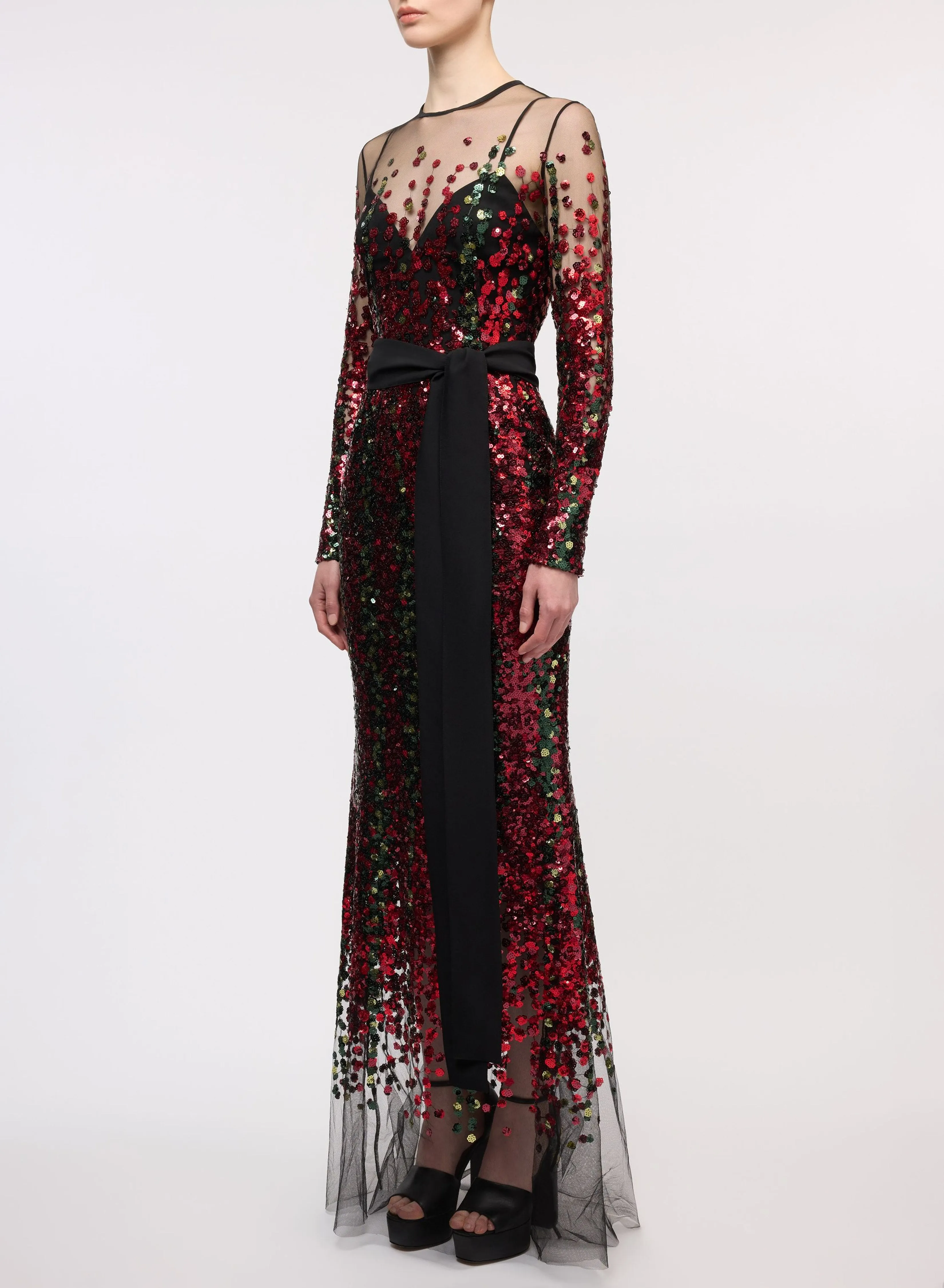 Droplet Embroidered Flared Dress