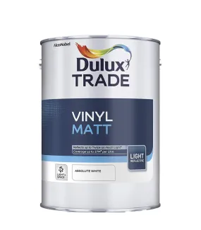 Dulux Trade Vinyl Matt Emulsion Light   Space Paint- Absolute White - 5 Litre