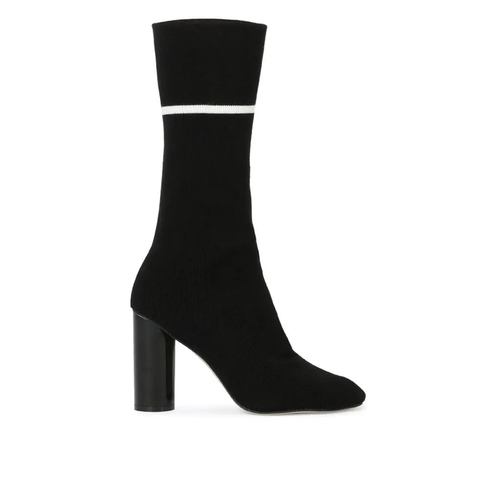 Elliott Sock Fit Stripe Ankle Boots in Black