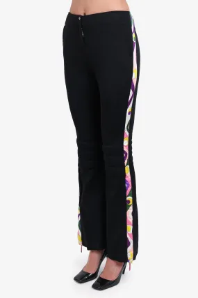 Emilio Pucci Black Nylon Wide Leg Pants Size 10