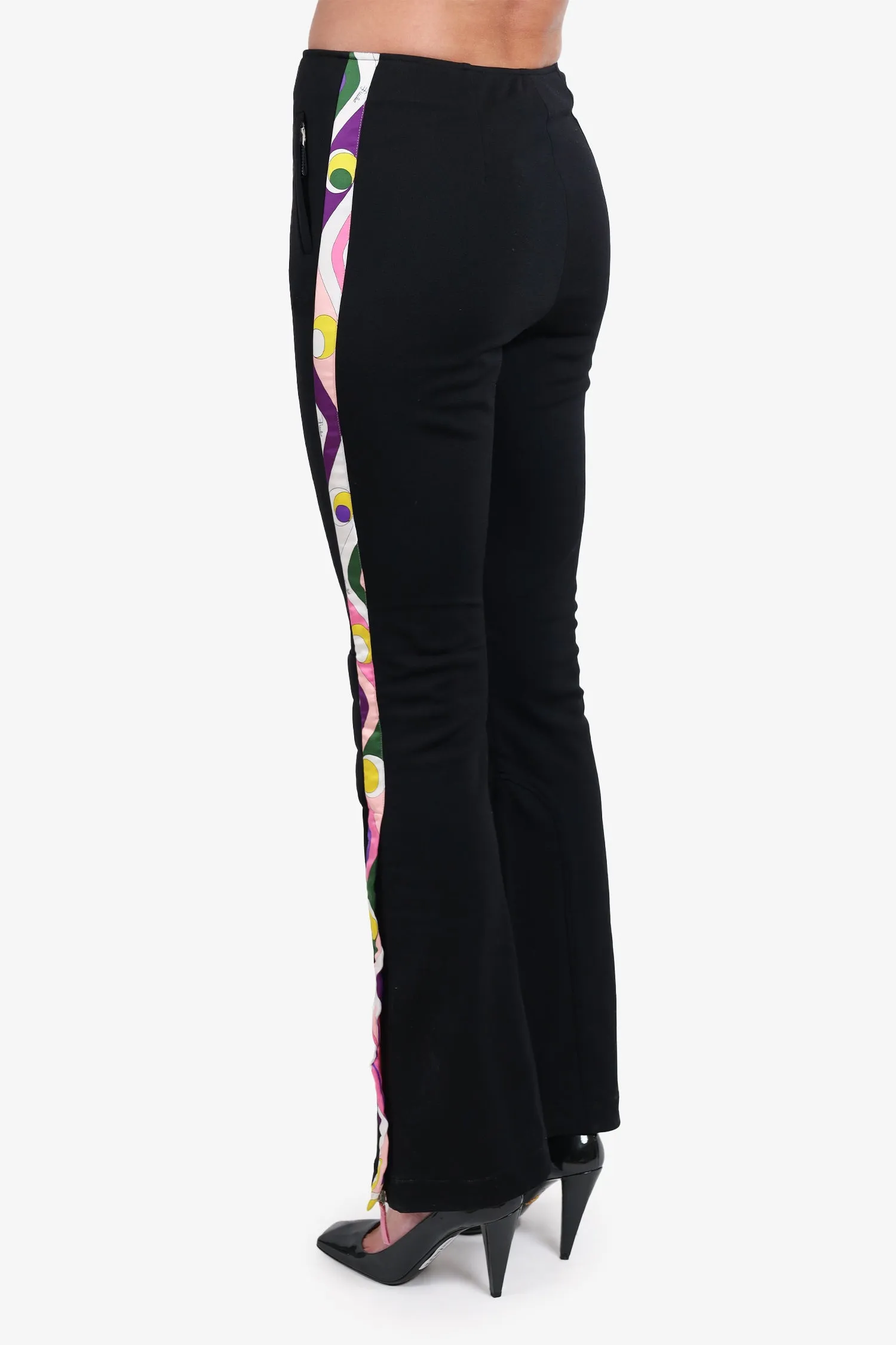 Emilio Pucci Black Nylon Wide Leg Pants Size 10