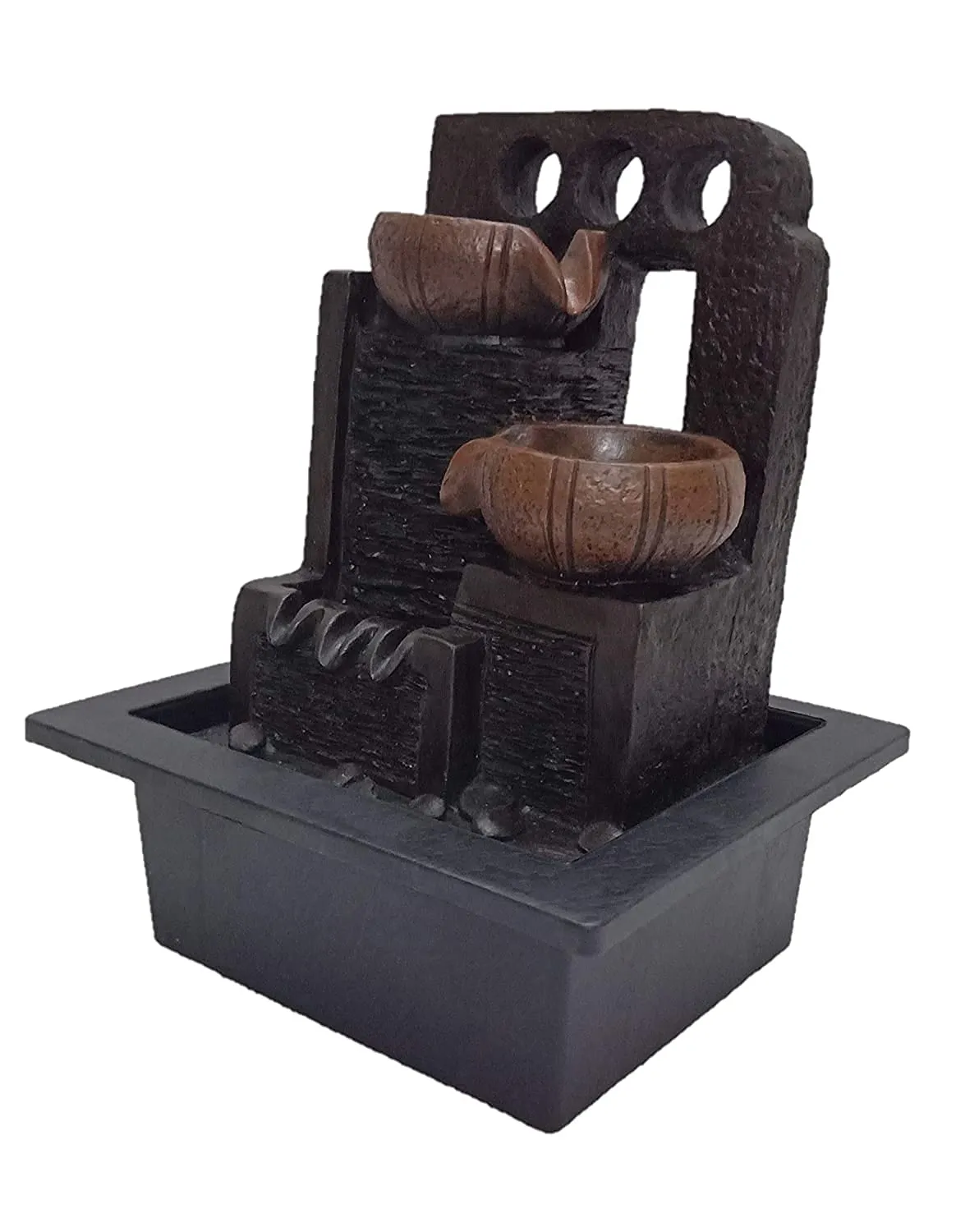 Ethnic Karigari Indoor Fountain Table Top Water Fountain for Living Room Decoration(21 cm X 18 cm X 28 cm, Black)