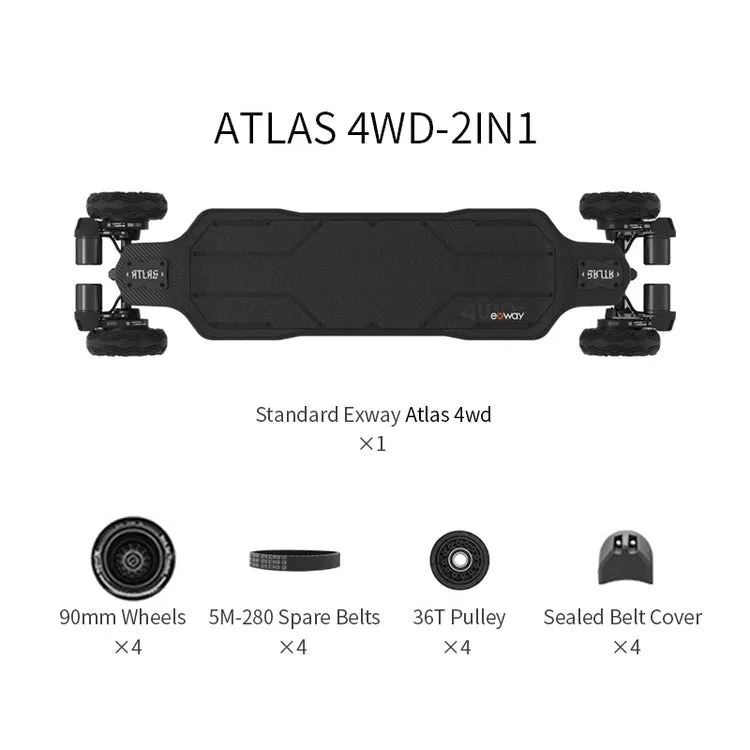 Exway Atlas Carbon 4WD 1200W All Terrain Electric Skateboard EB-A14WD