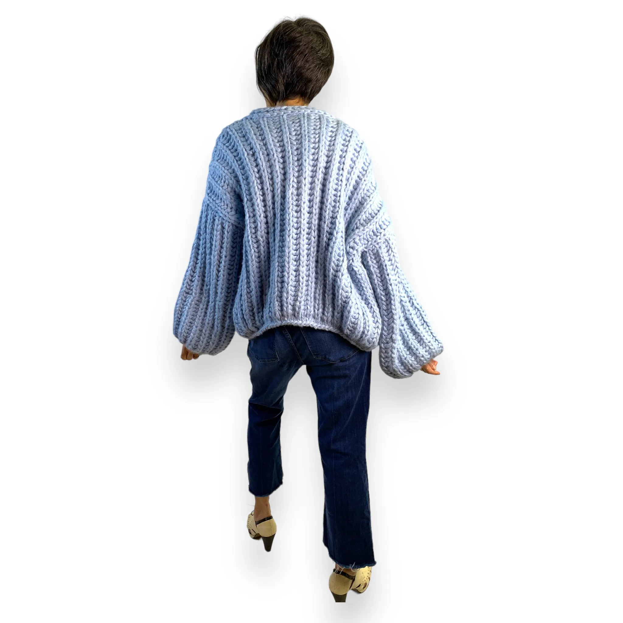 Fall Into The Void Baby Blue Chunky Oversized Cardigan