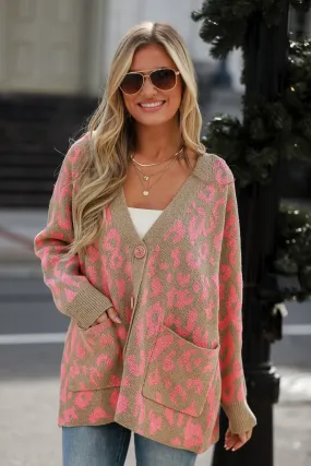 FINAL SALE - Fierce Darling Pink Leopard Sweater Cardigan