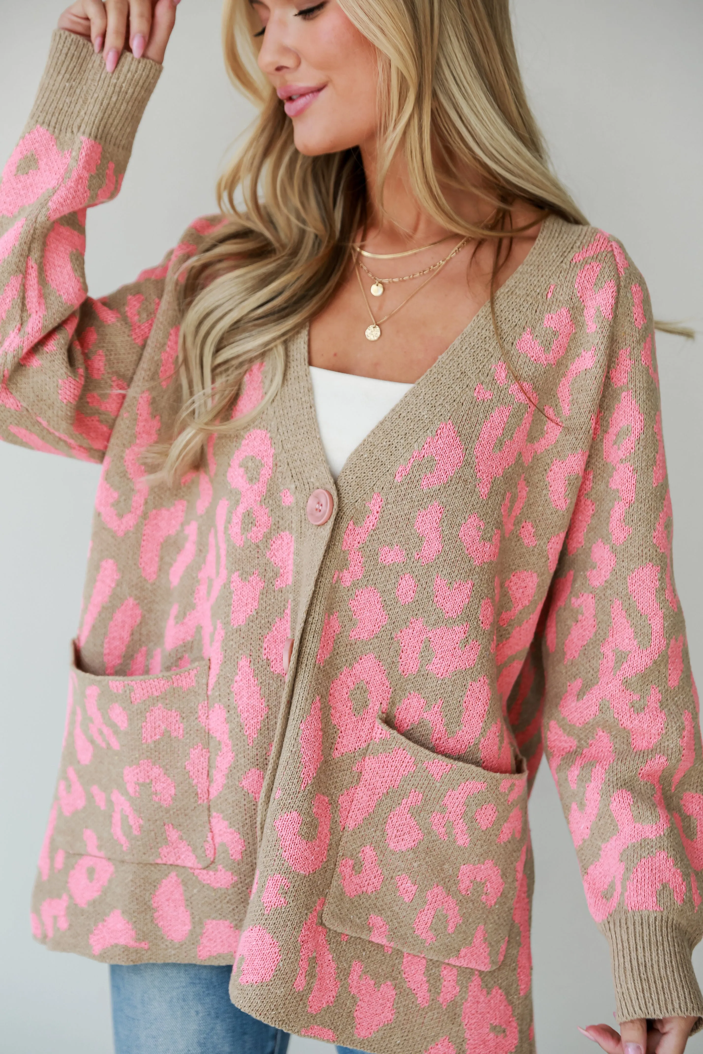 FINAL SALE - Fierce Darling Pink Leopard Sweater Cardigan