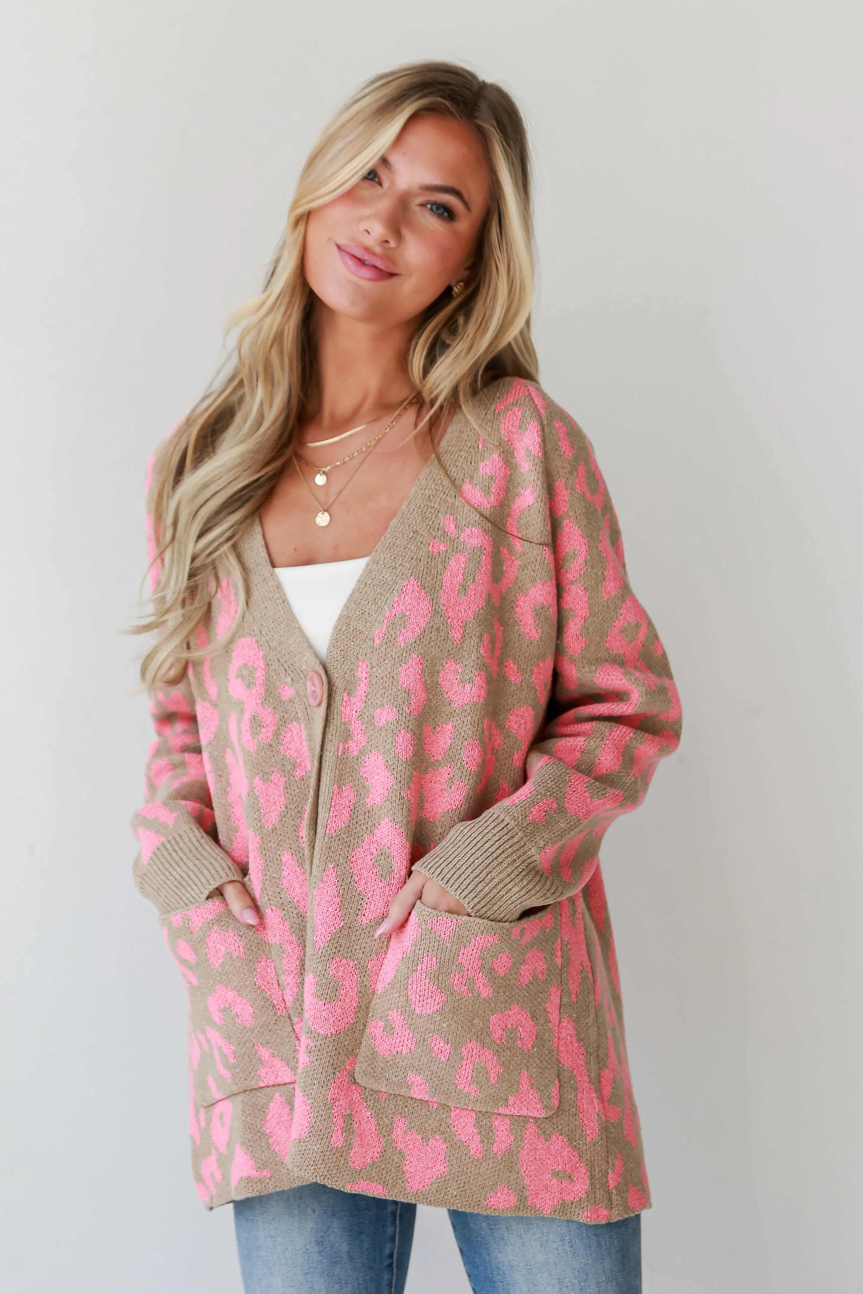 FINAL SALE - Fierce Darling Pink Leopard Sweater Cardigan